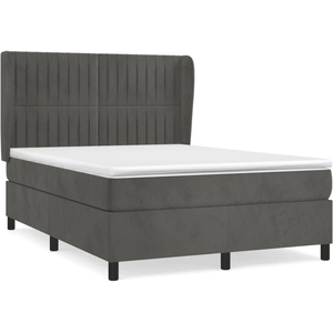 vidaXL Sommier à lattes de lit et matelas Gris foncé 140x200cm Velours pas cher