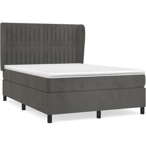 vidaXL Sommier à lattes de lit et matelas Gris foncé 140x190cm Velours pas cher