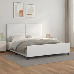 vidaXL Cadre de lit avec tête de lit Blanc 180x200 cm Similicuir pas cher