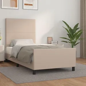 vidaXL Cadre de lit avec tête de lit Cappuccino 100x200 cm Similicuir pas cher