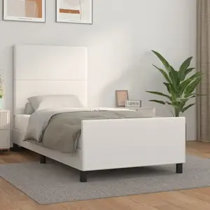 vidaXL Cadre de lit avec tête de lit Blanc 90x200 cm Similicuir pas cher