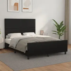 vidaXL Cadre de lit avec tête de lit Noir 140x190 cm Similicuir pas cher