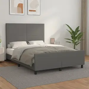 vidaXL Cadre de lit avec tête de lit Gris 140x190 cm Similicuir pas cher