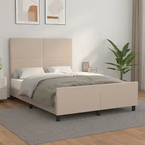 vidaXL Cadre de lit avec tête de lit Cappuccino 140x190 cm Similicuir pas cher