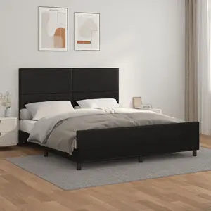 vidaXL Cadre de lit avec tête de lit Noir 160x200 cm Similicuir