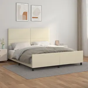 vidaXL Cadre de lit avec tête de lit Crème 160x200 cm Similicuir pas cher