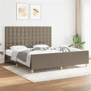 vidaXL Cadre de lit avec tête de lit Taupe 180x200 cm Tissu pas cher