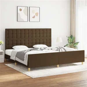 vidaXL Cadre de lit avec tête de lit marron foncé 200x200 cm Tissu pas cher