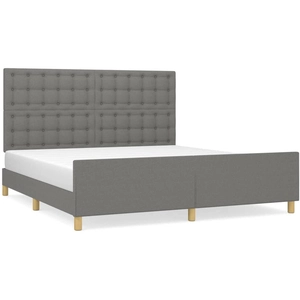 vidaXL Cadre de lit avec tête de lit Gris foncé 160 x 200 cm Tissu pas cher