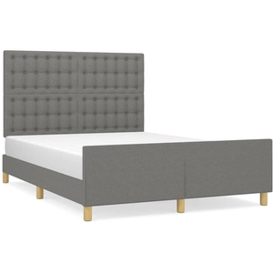 vidaXL Cadre de lit avec tête de lit Gris foncé 140x200 cm Tissu pas cher