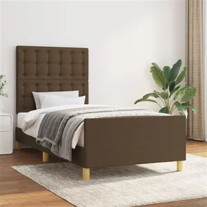 vidaXL Cadre de lit avec tête de lit marron foncé 80x200 cm Tissu pas cher