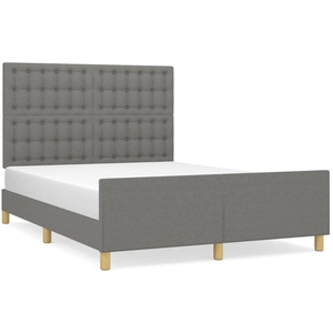 vidaXL Cadre de lit avec tête de lit Gris foncé 140x190 cm Tissu pas cher