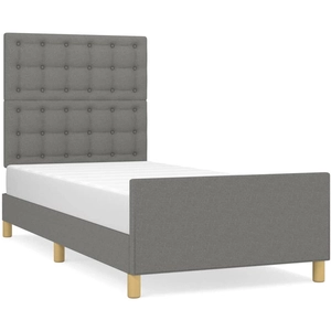 vidaXL Cadre de lit avec tête de lit Gris foncé 90x190 cm Tissu pas cher