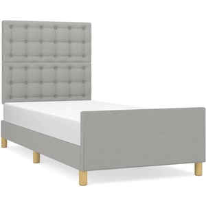 vidaXL Cadre de lit avec tête de lit Gris clair 90x190 cm Tissu pas cher