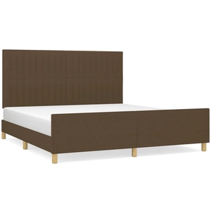vidaXL Cadre de lit avec tête de lit marron foncé 160x200 cm Tissu pas cher