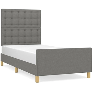 vidaXL Cadre de lit avec tête de lit Gris foncé 100x200 cm Tissu pas cher