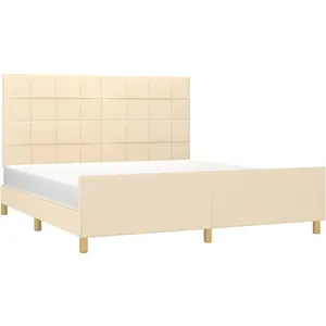 vidaXL Cadre de lit avec tête de lit Crème 180 x 200 cm Tissu pas cher