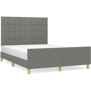 vidaXL Cadre de lit avec tête de lit Gris foncé 140x200 cm Tissu pas cher
