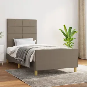 vidaXL Cadre de lit avec tête de lit Taupe 90x200 cm Tissu pas cher