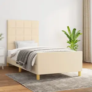 vidaXL Cadre de lit avec tête de lit Crème 90x190 cm Tissu pas cher