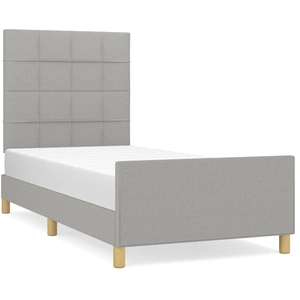 vidaXL Cadre de lit avec tête de lit Gris clair 90x200 cm Tissu pas cher