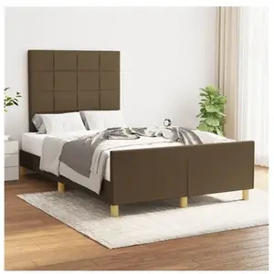 Comparateur de prix : vidaXL Cadre de lit avec tête de lit Marron foncé 120x200 cm Tissu