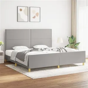 vidaXL Cadre de lit avec tête de lit Gris clair 200x200 cm Tissu pas cher