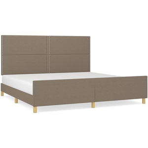 vidaXL Cadre de lit avec tête de lit Taupe 200x200 cm Tissu pas cher