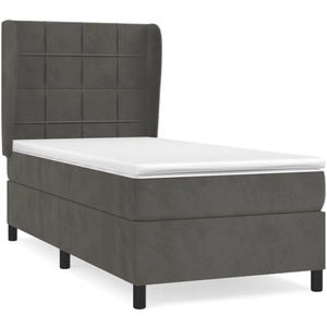 vidaXL Sommier à lattes de lit et matelas Gris foncé 140x190cm Velours pas cher