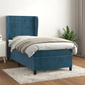 vidaXL Sommier à lattes de lit avec matelas Bleu foncé 90x190 cm pas cher