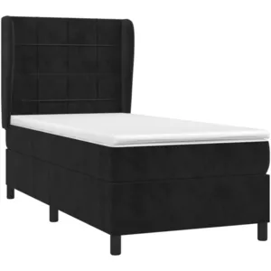 vidaXL Sommier à lattes de lit avec matelas Noir 90x190 cm Velours pas cher