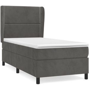 vidaXL Sommier à lattes de lit et matelas Gris foncé 180x200cm Velours pas cher