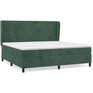vidaXL Sommier à lattes de lit et matelas Vert foncé 200x200cm Velours pas cher