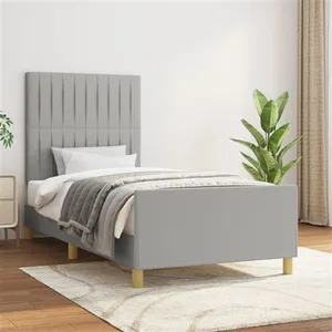 vidaXL Cadre de lit avec tête de lit Gris clair 90x190 cm Tissu pas cher