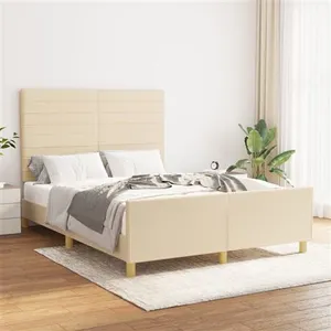 vidaXL Cadre de lit avec tête de lit Crème 140x190 cm Tissu pas cher