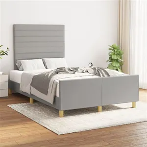 vidaXL Cadre de lit avec tête de lit Gris clair 120x200 cm Tissu pas cher