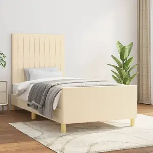 vidaXL Cadre de lit avec tête de lit Crème 80x200 cm Tissu pas cher