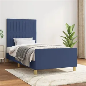 vidaXL Cadre de lit avec tête de lit Bleu 80x200 cm Tissu pas cher