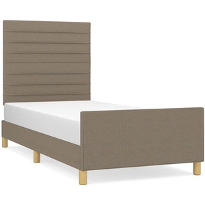 vidaXL Cadre de lit avec tête de lit Taupe 90x200 cm Tissu pas cher