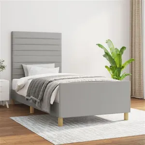vidaXL Cadre de lit avec tête de lit Gris clair 100x200 cm Tissu pas cher