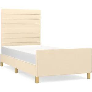 vidaXL Cadre de lit avec tête de lit Crème 90x190 cm Tissu pas cher