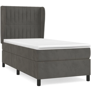 vidaXL Sommier à lattes de lit et matelas Gris foncé 90x190 cm Velours pas cher
