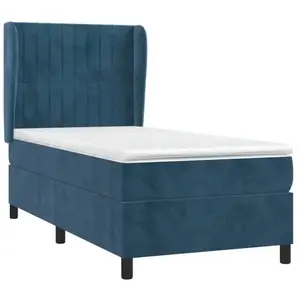 vidaXL Sommier à lattes de lit avec matelas Bleu foncé 90x200 cm pas cher