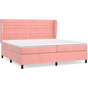 vidaXL Sommier à lattes de lit avec matelas Rose 200x200 cm Velours pas cher