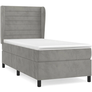 vidaXL Sommier à lattes de lit et matelas Gris clair 140x200cm Velours pas cher