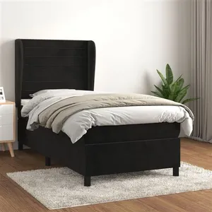Non communiqué vidaXL Sommier à lattes de lit et matelas Noir 80x200 cm Velours pas cher