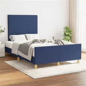vidaXL Cadre de lit avec tête de lit Bleu 120x200 cm Tissu pas cher