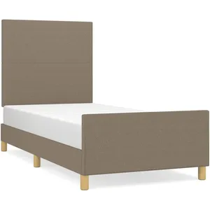 vidaXL Cadre de lit avec tête de lit Taupe 90x190 cm Tissu pas cher
