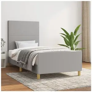 vidaXL Cadre de lit avec tête de lit Gris clair 90x200 cm Tissu pas cher