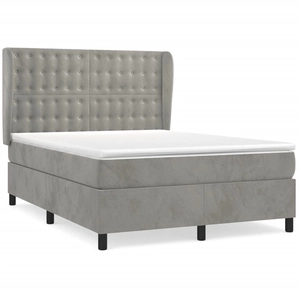 vidaXL Sommier à lattes de lit et matelas Gris clair 140x200cm Velours pas cher